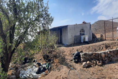 باغ دارای درختان انگور بادام گردواستخر ۴۴ متر بنای قدیمی