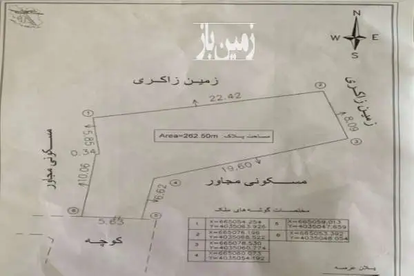 زمین مسکونی داخل شهر خیابان تهران ۲۶۲ متر - تصویر 2