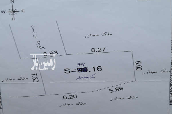 زمین مسکونی واقع در دخانیات خیبر ۹۴ متر-4