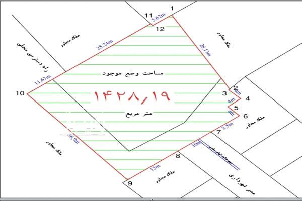 زمین در محله شهریار قبل ازمسکن ملی لپویی ۱۴۲۸ متر-1