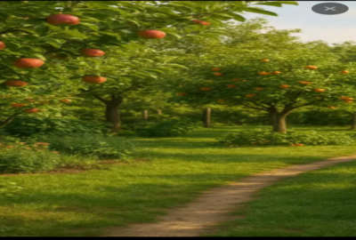 زمین با درختان میوه بجنورد اشخانه نادراباد ۵۰۰ متر