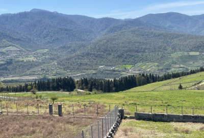 زمین مسکونی الحاق به بافت روستای لارما با منظره کوه و جنگل