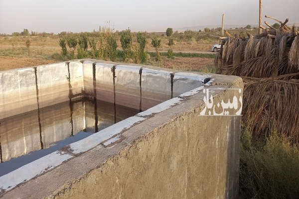 زمین با اب درخت استخر نزدیک کرمان درمحیط امن وارام-3