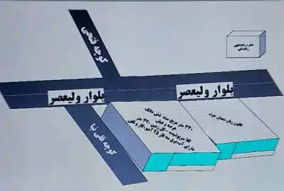 زمین گاراژ در بلوار ولیعصر روبروی کوچه فتحی ۳۴۰ متر