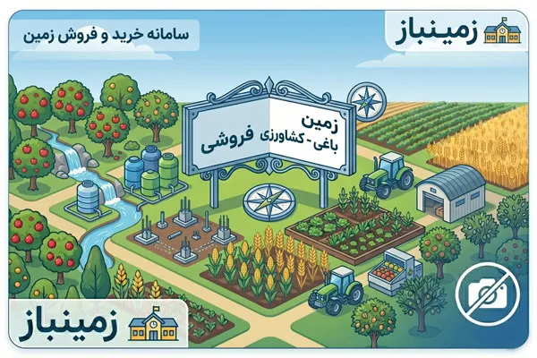 زمین کشاورزی با ۶۰۰۰ درختان مختلف و استخر چشمه ولوله کشی اب